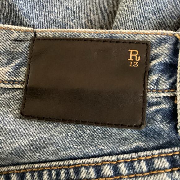 R13 Bowie Fringe Jasper Blue Jeans 100% Cotton Slim Straight 26 $495 - Picture 9 of 12